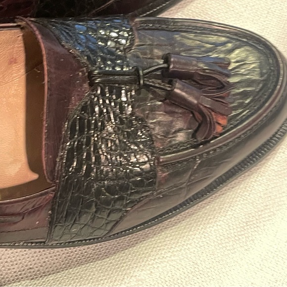 Lorenzo Banfi Men’s Two Tone Hand Made Italian Croc Leather Tassel Loafers US 10 - Picture 6 of 9